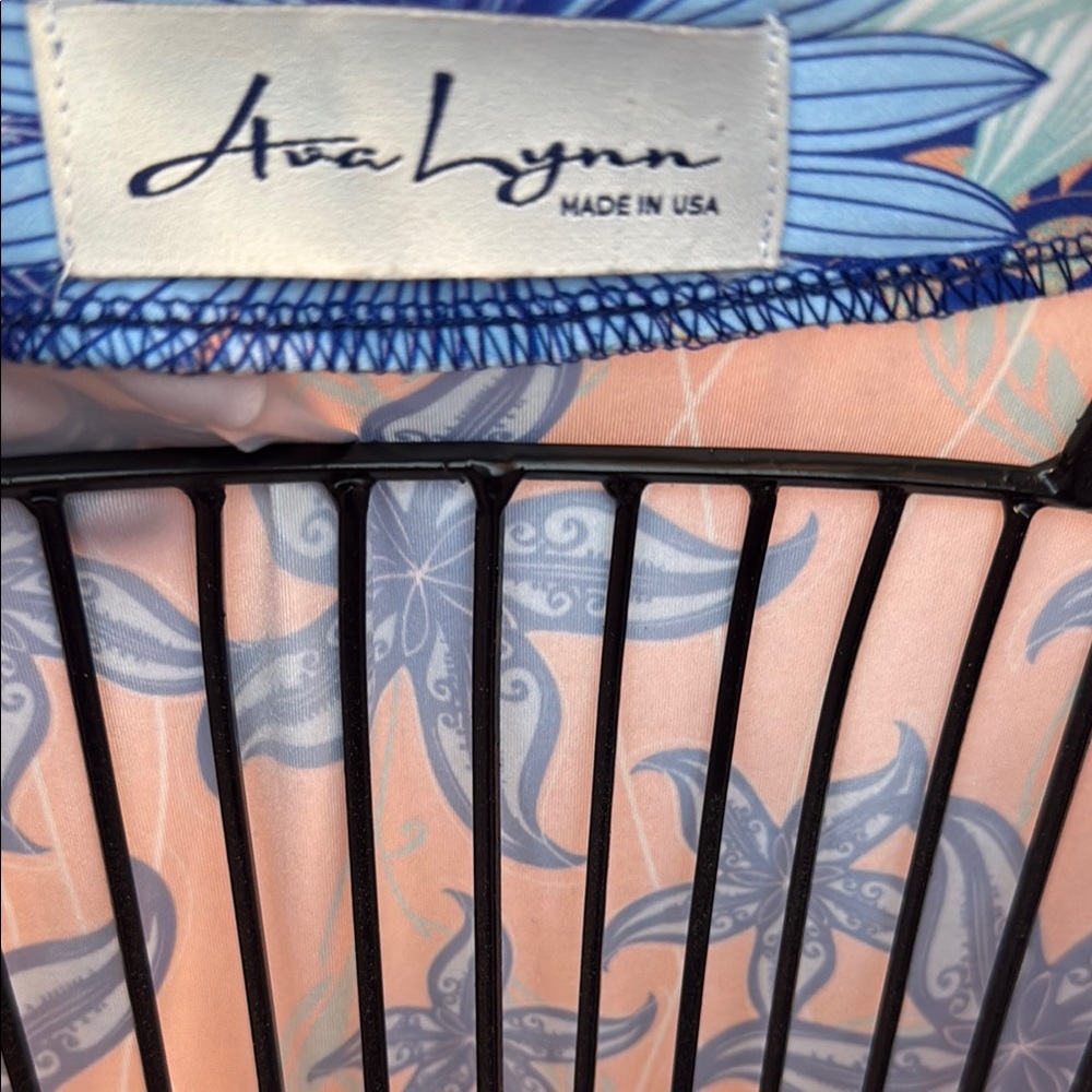 Ava Lynn Floral Dress in Blue and Peach - Picture 3 of 8